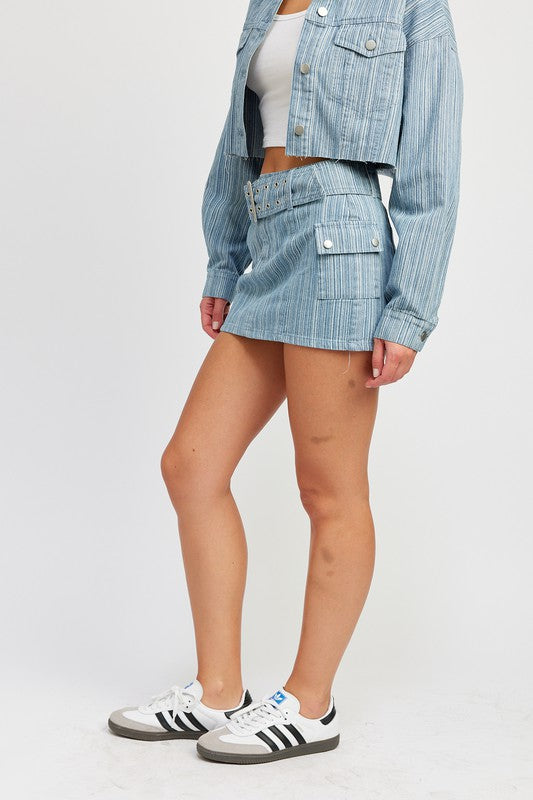Always24 BELTED MINI DENIM SKIRT - Always24