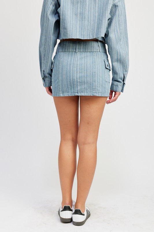 Always24 BELTED MINI DENIM SKIRT