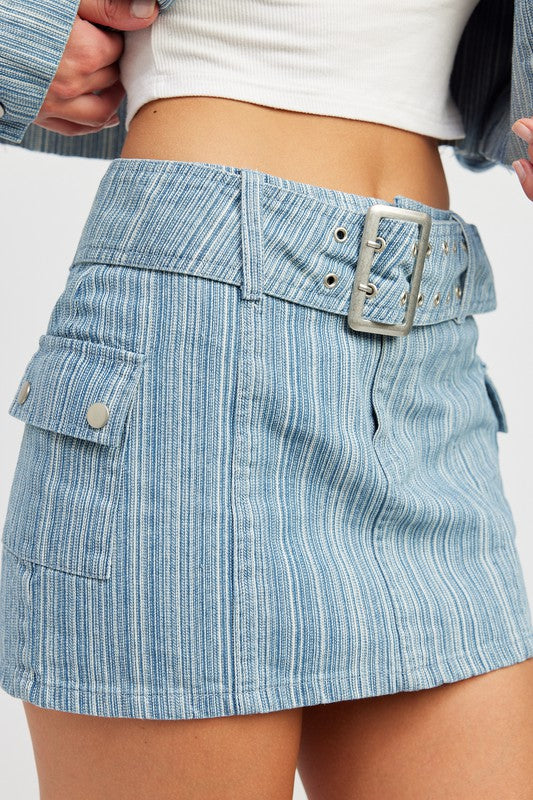 Always24 BELTED MINI DENIM SKIRT - Always24