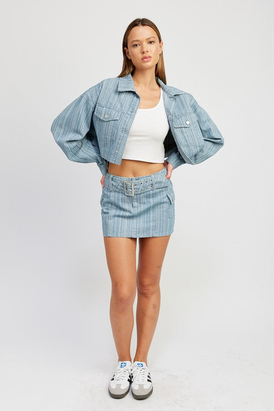 Always24 BELTED MINI DENIM SKIRT