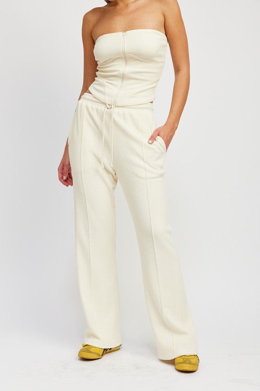 HIGH WAIST PANTS WITH DRAWSTRINGS - Always24