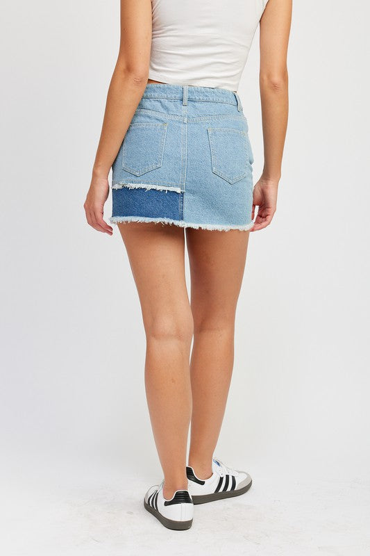 Always24 PATCH WORK DENIM MINI SKIRT - Always24