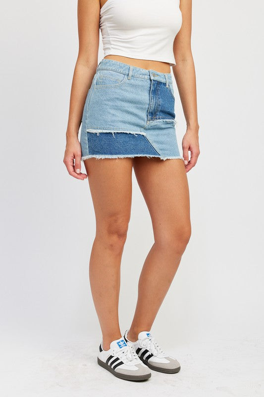 Always24 PATCH WORK DENIM MINI SKIRT - Always24