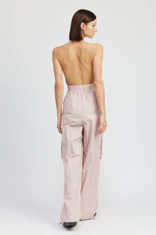 SPAGHETTI STRAP CARGO JUMPSUIT - Always24