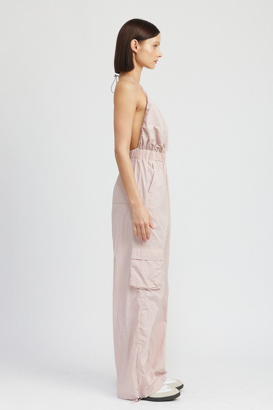 SPAGHETTI STRAP CARGO JUMPSUIT - Always24