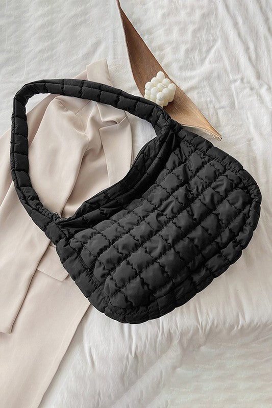 Beige Quilted Zipper Large Jennie Shoulder Bag - Stylish & Spacious