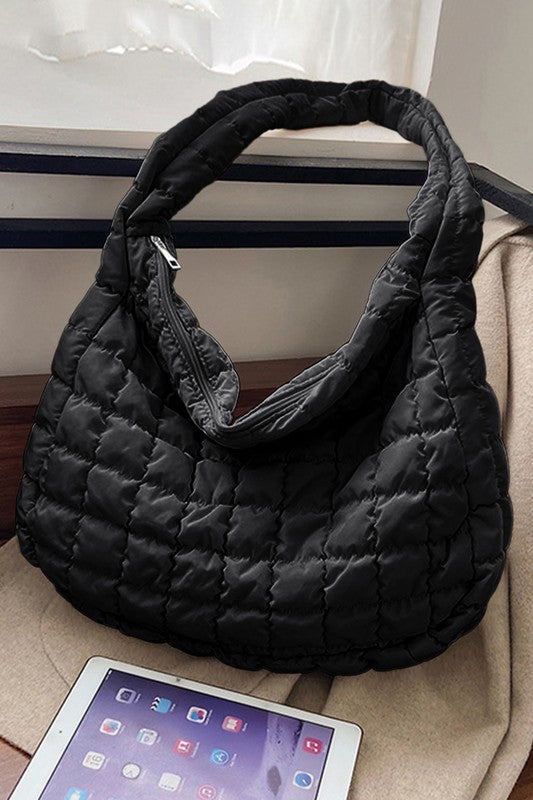 Beige Quilted Zipper Large Jennie Shoulder Bag - Stylish & Spacious