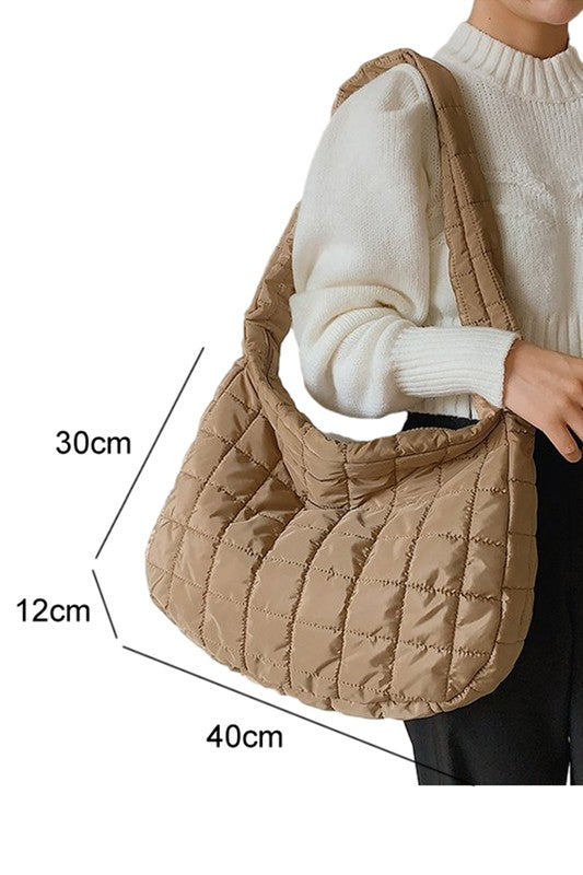 Beige Quilted Zipper Large Jennie Shoulder Bag - Stylish & Spacious