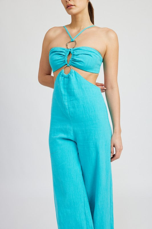 DOUBLE O RING CUT OUT JUMPSUIT - Always24