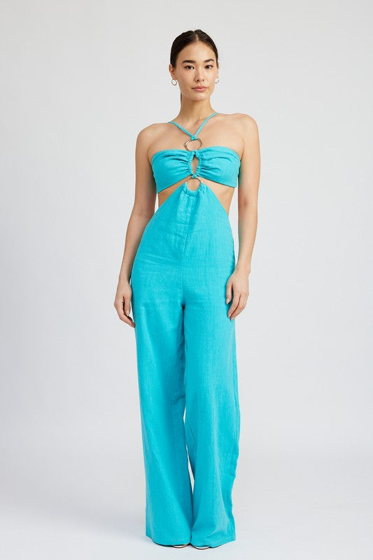 DOUBLE O RING CUT OUT JUMPSUIT - Always24