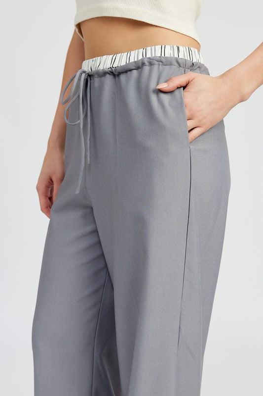 Always24 DOUBLE WAIST STREUIGHT LEG PANTS - Always24