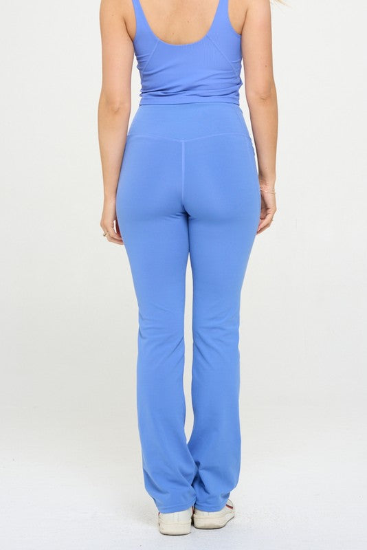 Always24 Women Crossover Flare Legging High Waisted Pockets - Always24