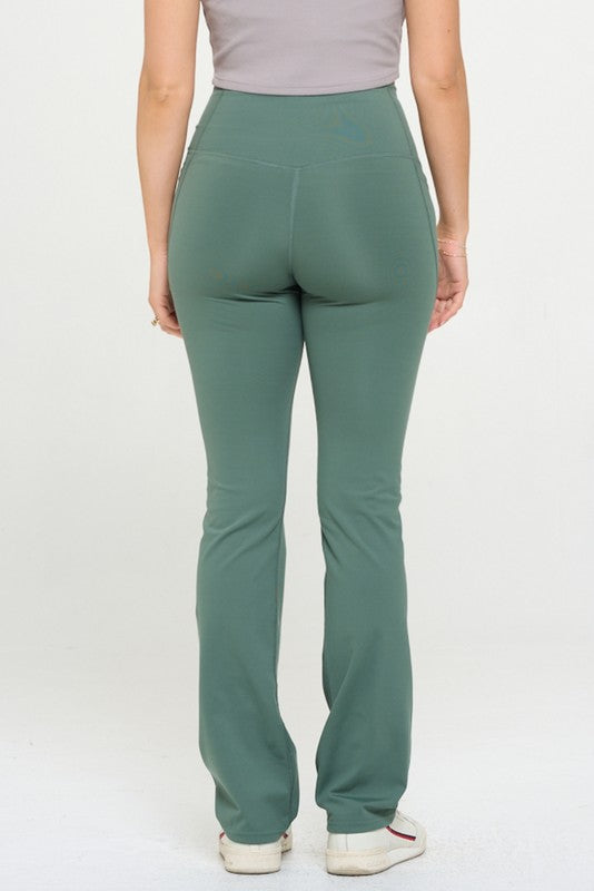 Always24 Women Crossover Flare Legging High Waisted Pockets - Always24