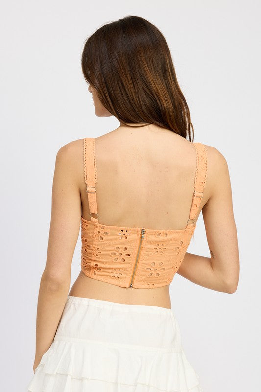 Always24 EYELET CORSET TOP WTIH FRONT DRAWSTRINGS - Always24