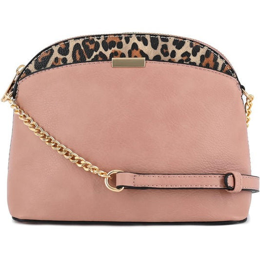 Always24 Leopard Accent Small Dome Crossbody Bag