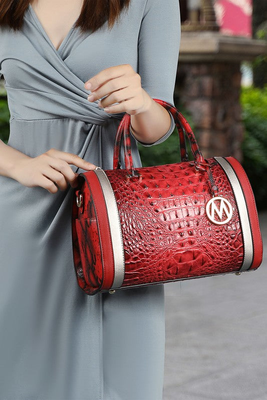 MKF Eleanor Faux Crocodile-Embossed Satchel by Mia - Always24