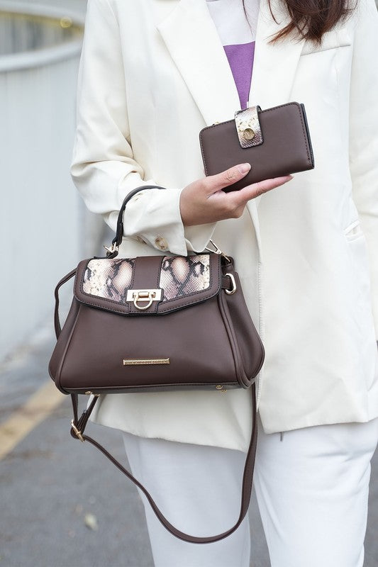 MKF Geny Faux-Snake Shoulder Bag with Wallet Mia K - Always24