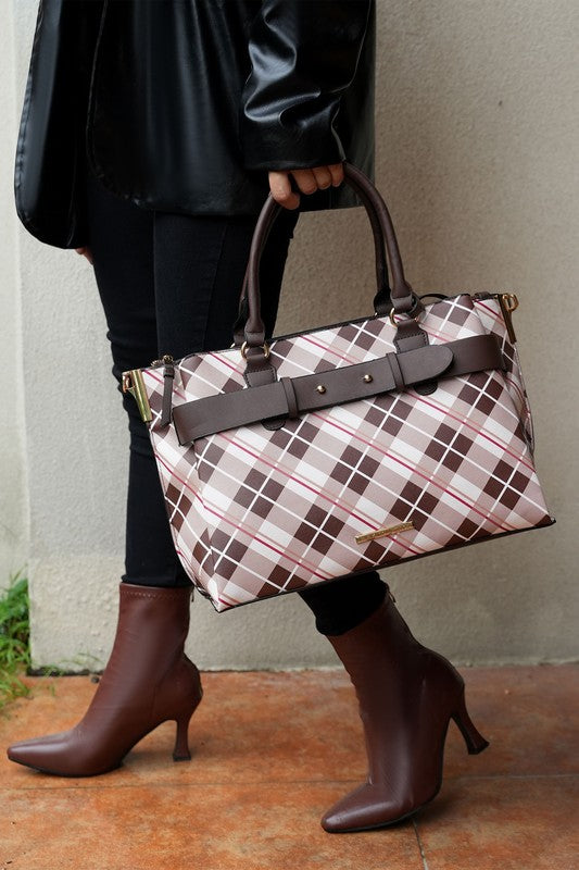 MKF Collection Vivian Plaid Satchel Bag by Mia K - Always24