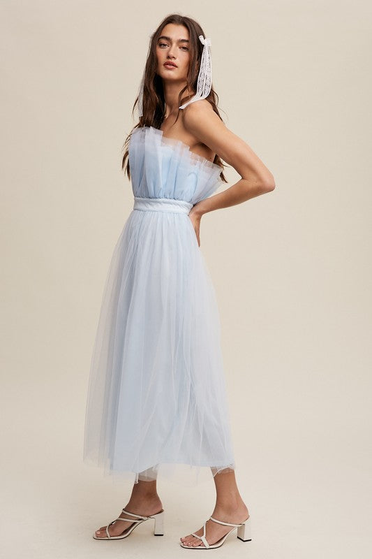 Always24 Frill Tulle Maxi Dress