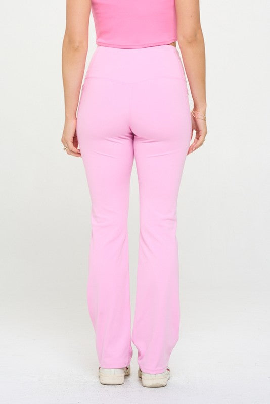 Always24 Women Crossover Flare Legging High Waisted Pockets - Always24